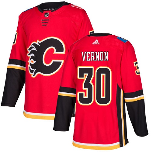 Adidas Flames #30 Mike Vernon Red Home Authentic Stitched NHL Jersey